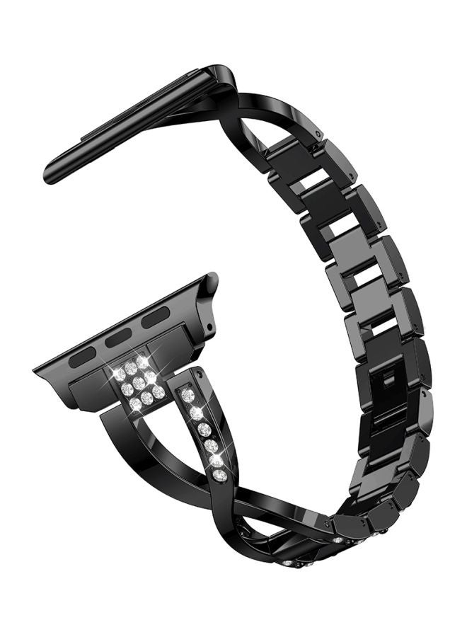 Diamond Studded Replacement Strap For Apple Watch 38 mm Black - Image 1