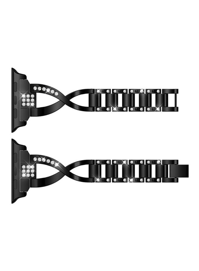 Diamond Studded Replacement Strap For Apple Watch 38 mm Black - Image 3