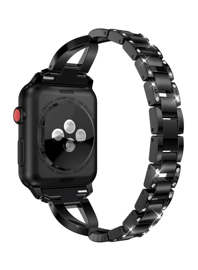 Diamond Studded Replacement Strap For Apple Watch 38 mm Black - Image 4