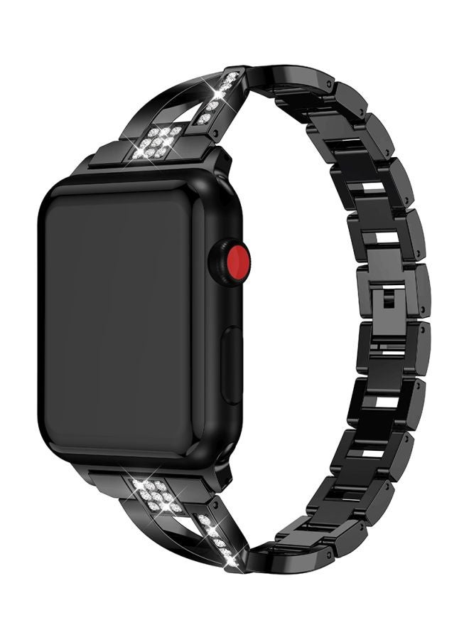 Diamond Studded Replacement Strap For Apple Watch 38 mm Black - Image 2