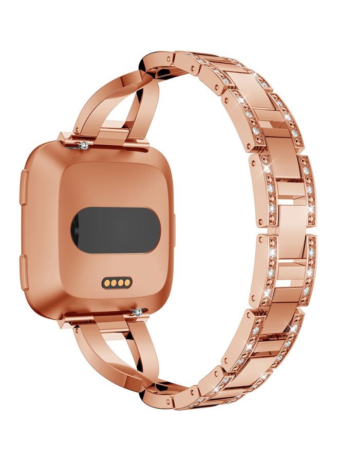 Diamond Studded Replacement Strap For Fitbit Versa Lite Rose Gold - Image 4