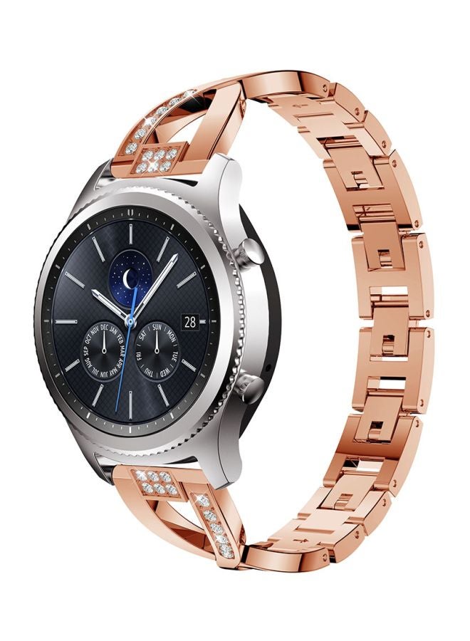 Diamond Studded Stainless Steel Wrist Strap For Samsung Gear S3 Rose Gold - Image 2