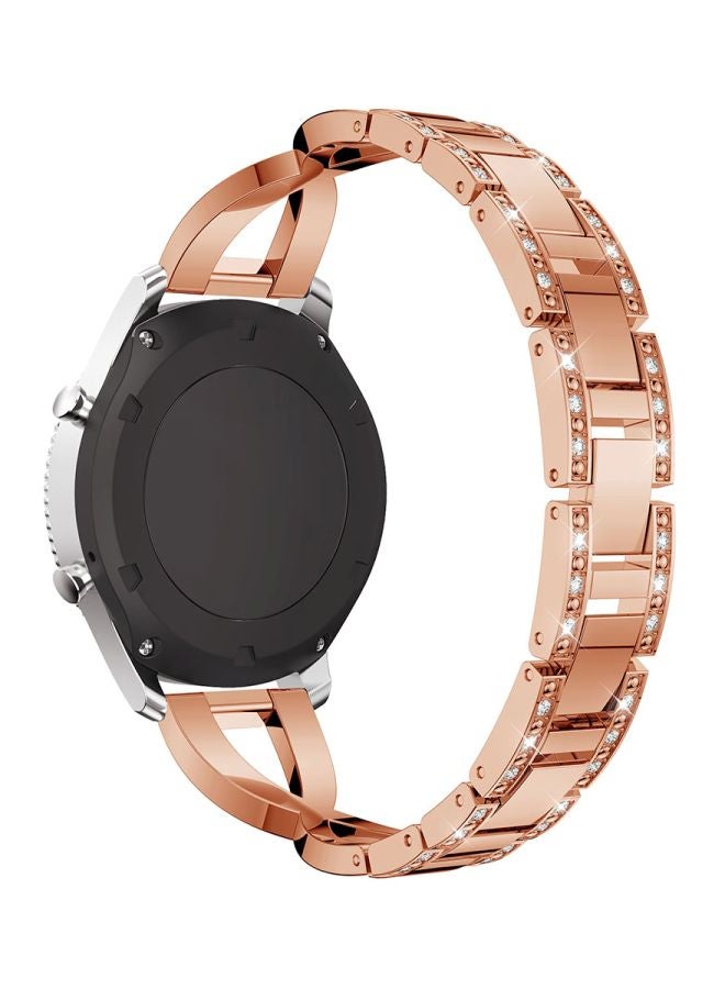Diamond Studded Stainless Steel Wrist Strap For Samsung Gear S3 Rose Gold - Image 3