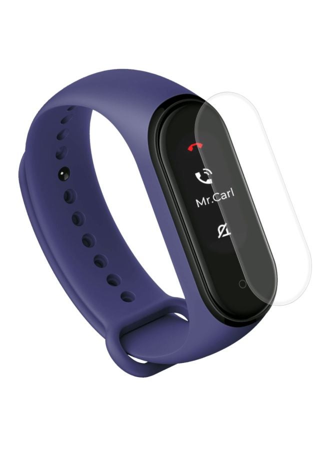 Silicone Rubber Wrist Band Strap With TPU Full Coverage Screen Film For Xiaomi Mi Band 4 Dark Blue  - Image 3