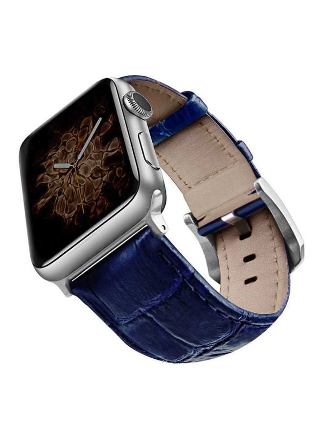 Viva Madrid Leather Replacement Band For Apple Watch Series 3/2/1 Blue/Silver