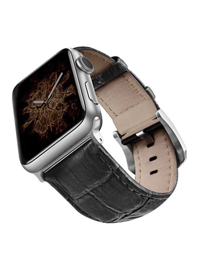 Viva Madrid - Viva Madrid Montre Crox Leather Strap For Apple Watch Black/Silver - Image 1