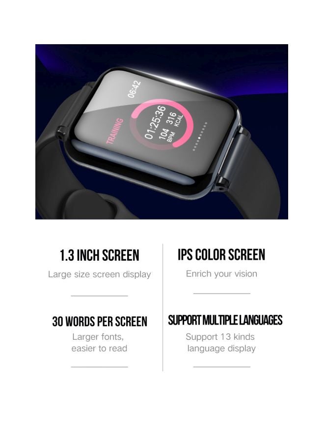 Generic - 180.0 mAh Waterproof Fitness Tracker Black - Image 1