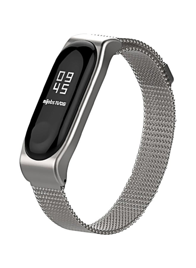 Replacement Stainless Steel Band For Xiaomi Mi Band 3/4 Silver