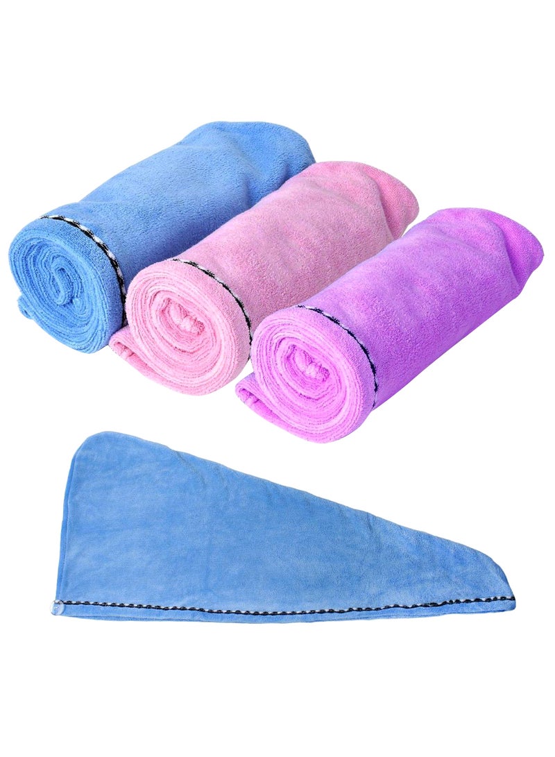 YesTree 3-Piece Long Hair Absorbent Wrap Towel Set Multicolour 11 x 26inch 