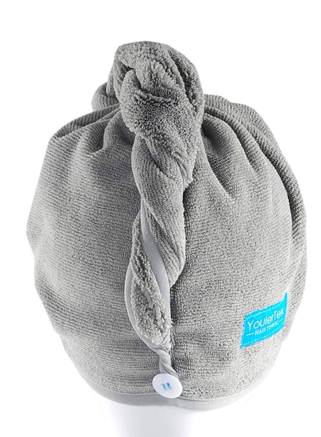 YoulerTex 2-Piece Super Absorbent Hair Towel Grey 10 x 26inch
