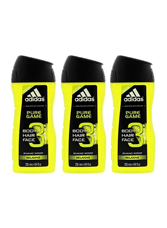 اديداس مجموعة شاور جيل وشامبو وغسول وجه مهدئ بيور جيم 3 في 1 ومكون من 3 قطع