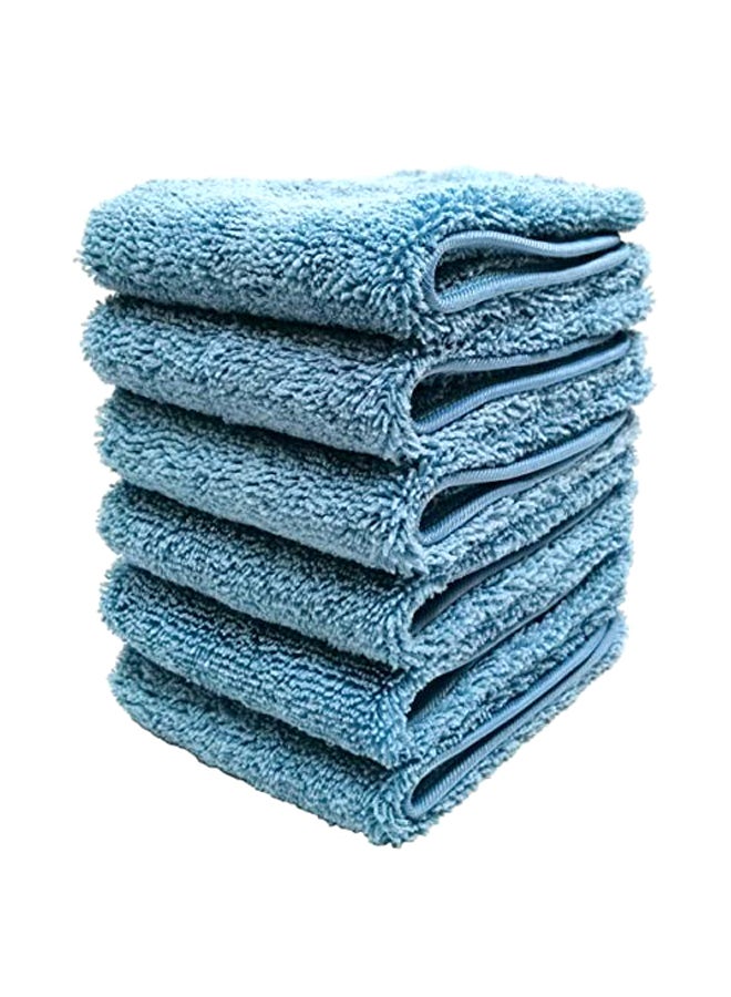 Polyte 6-Piece Microfiber Face Towel Blue 13x13inch  - Image 1