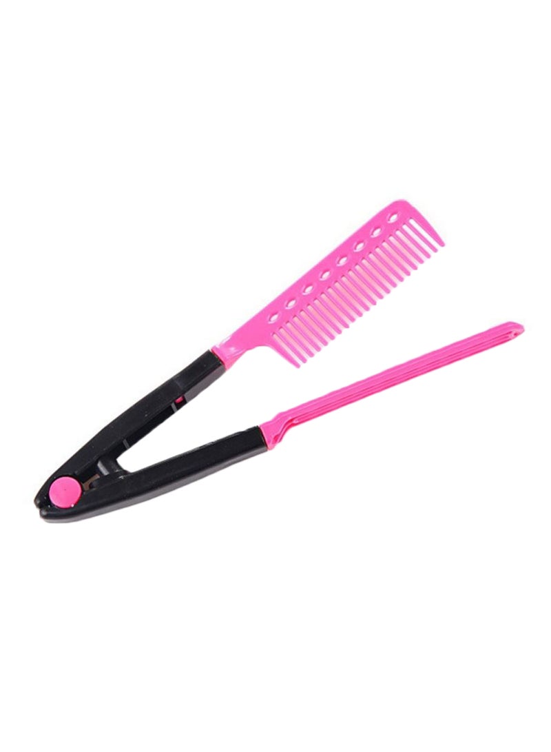 TECHSON V Shaped Hair Straightening Comb Pink/Black 9.8inch  - Image 1