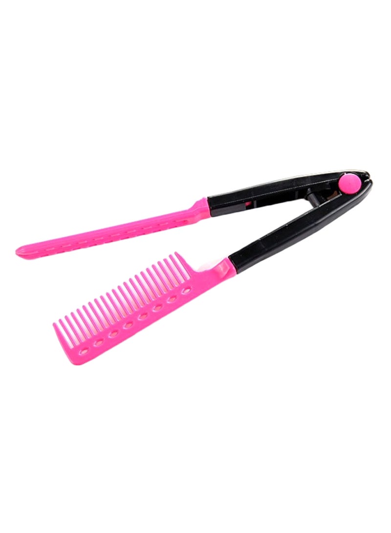 TECHSON V Shaped Hair Straightening Comb Pink/Black 9.8inch  - Image 2