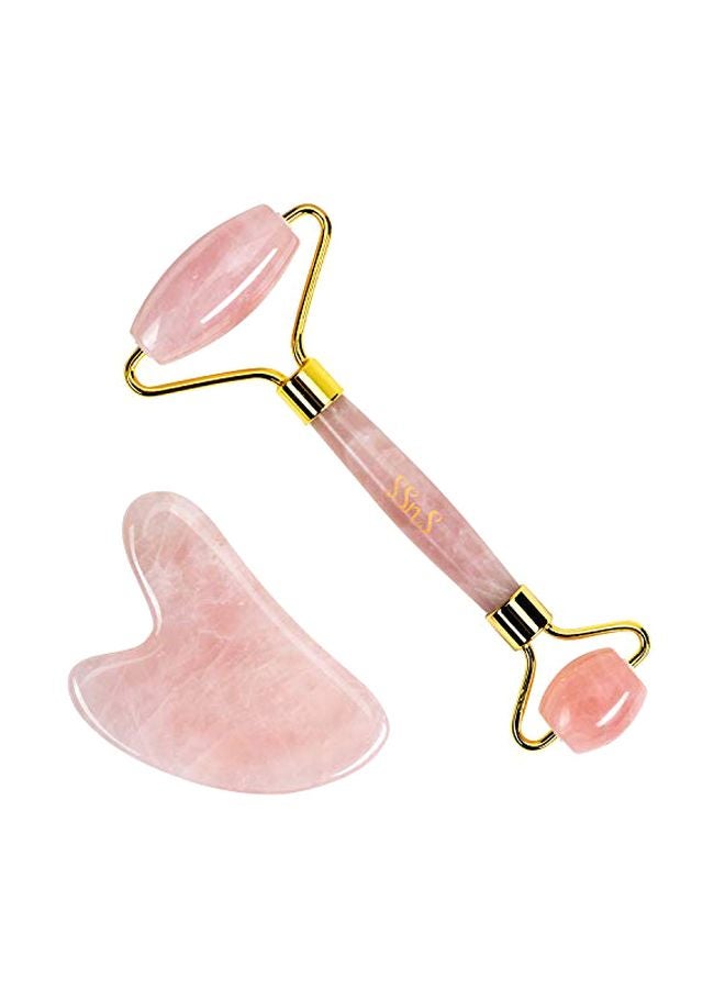 Smit@ Jade Roller And Gua Sha Scraping Massage Tool Pink - Image 1