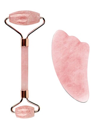 2-In-1 Rose Quartz Roller With Gua Sha Tool Set Pink/Rose Gold - v1567270482/N29334432A_1