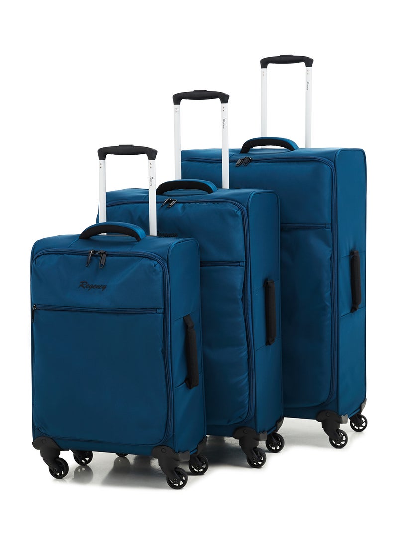 Regency Softside 3 Piece Luggage Trolley Set Turquoise - Image 1