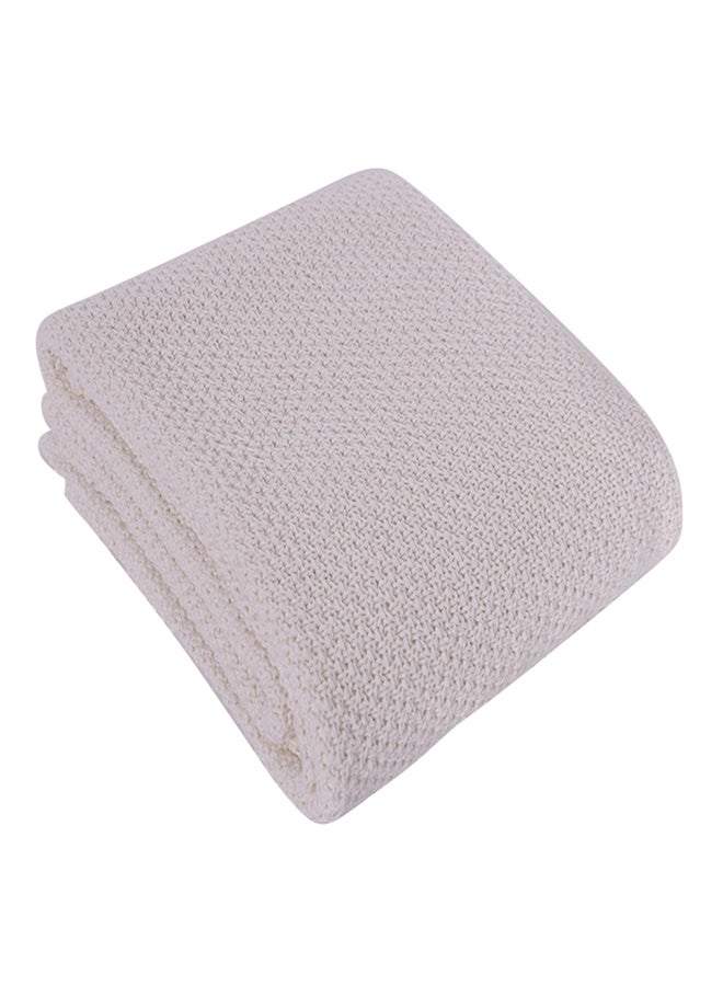 Soft Knitted Bed Blanket Cotton White 80x105cm