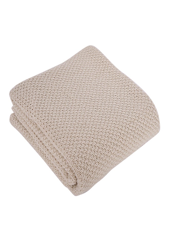 Comfy Casual Knitted Bed Blanket Cotton Beige 80x105cm - v1567406976/N29537965A_1