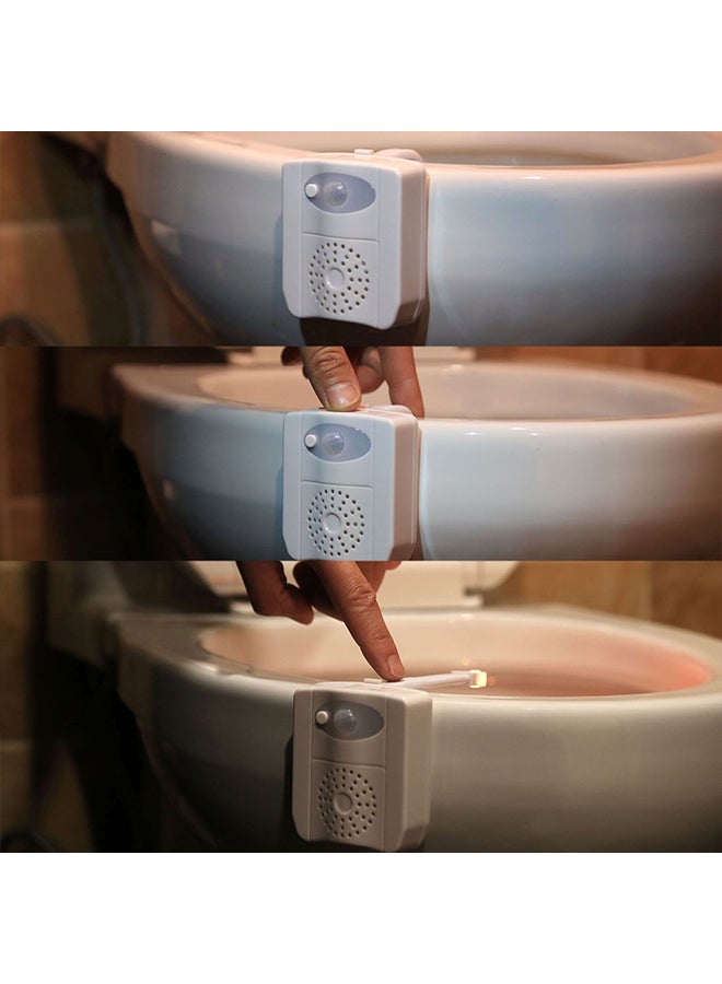 16-Colors Pir Motion And Light Sensor Bathroom Seat Night Light White 9x7x5centimeter - Image 2