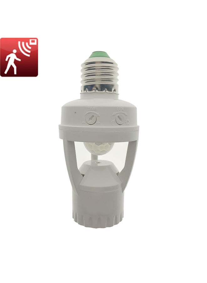 IR Infrared Plug Socket Switch Base LED Bulb Lamp Holder White 12x6x5centimeter  - Image 1