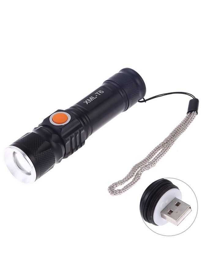 Ultra Bright Rechargeable LED Torch Flashlight Black 14x3x14cm - Image 2