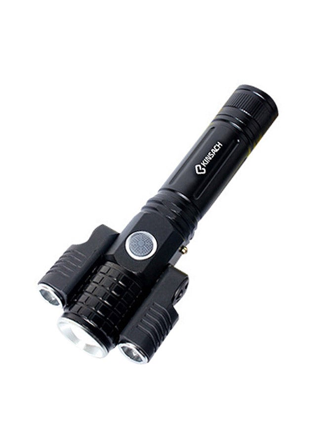 KS-738 USB Charging Waterproof T6 And XPE Zoomable LED Flashlight With 4-Modes Black 19x14x4centimeter - Image 1