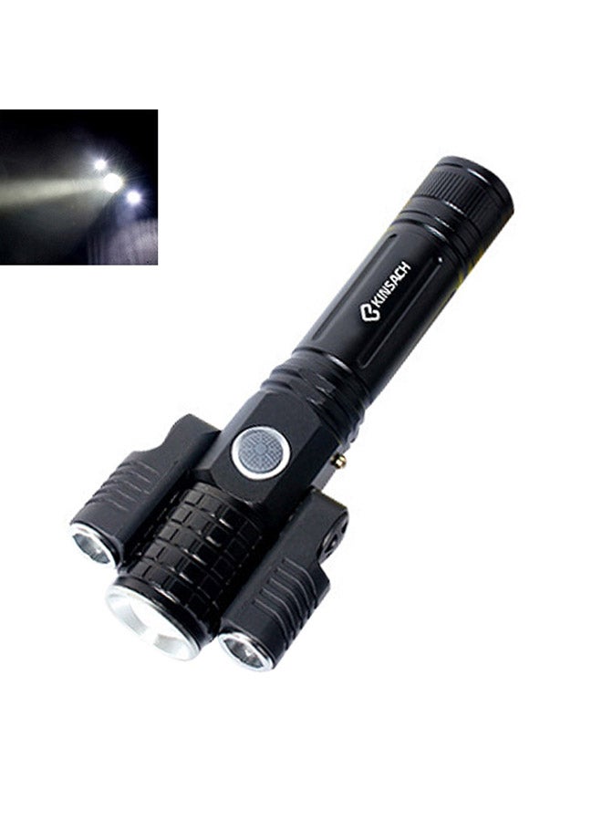 KS-738 USB Charging Waterproof T6 And XPE Zoomable LED Flashlight With 4-Modes Black 19x14x4centimeter - Image 2