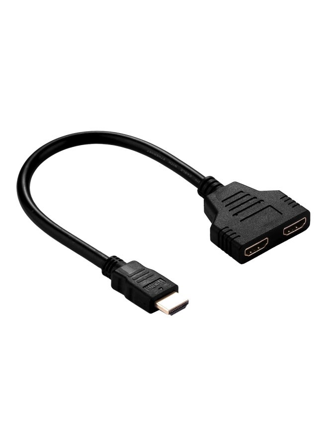 Dual Female To Male HDMI Adapter Cable Black - Image 1