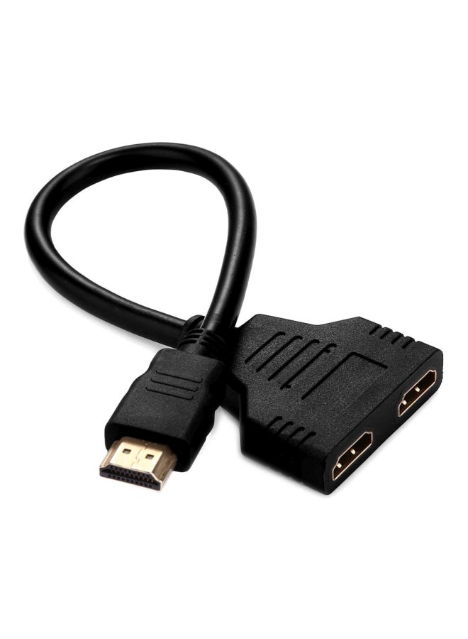 Dual Female To Male HDMI Adapter Cable Black - Image 3