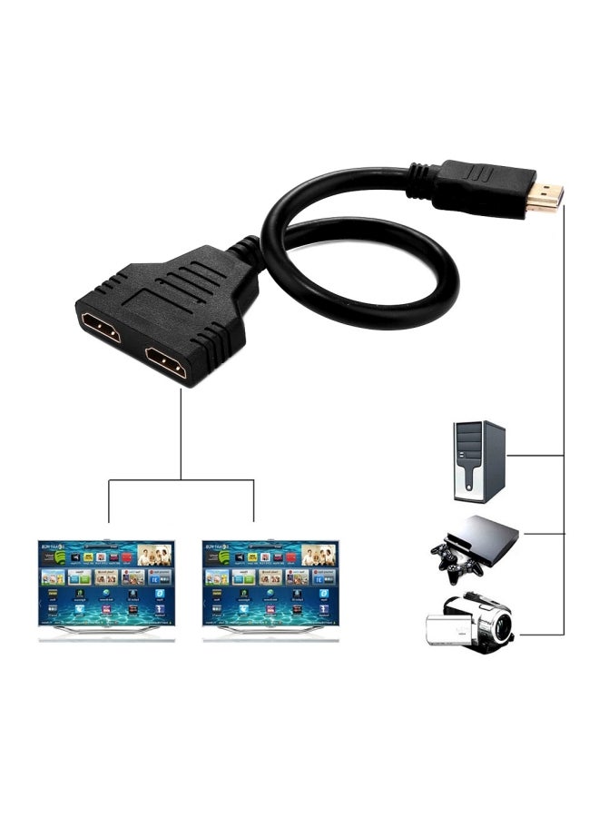 Dual Female To Male HDMI Adapter Cable Black - Image 4