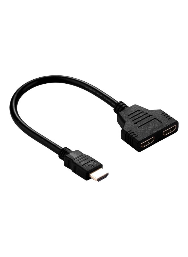 كابل محول من HDMI إلى HDMI مزدوج أسود - Image 1