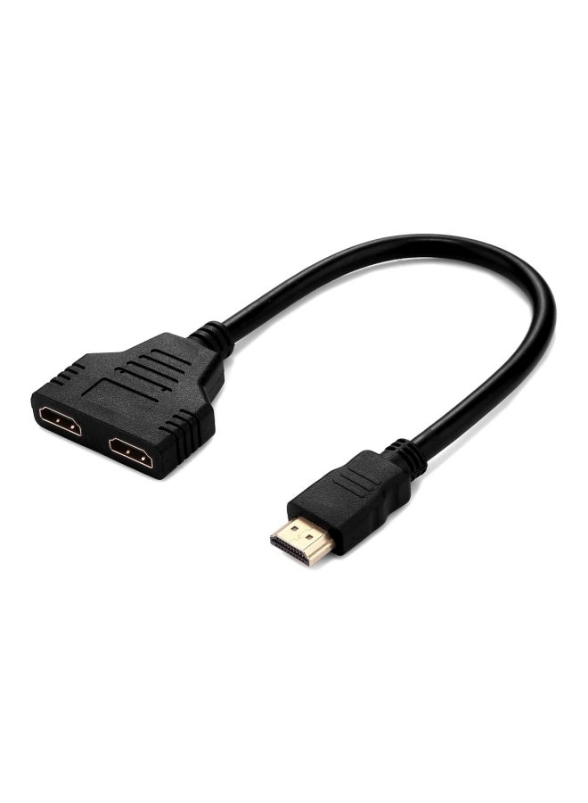 كابل محول من HDMI إلى HDMI مزدوج أسود - Image 2