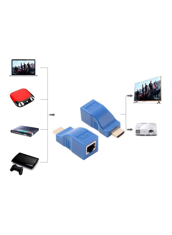 Generic - HDMI to RJ45 Extender Adapter Blue - Image 1