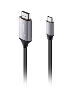 porodo Type-C To 4K HDMI Data Sync And Charging Cable Black/Silver  - Image 1