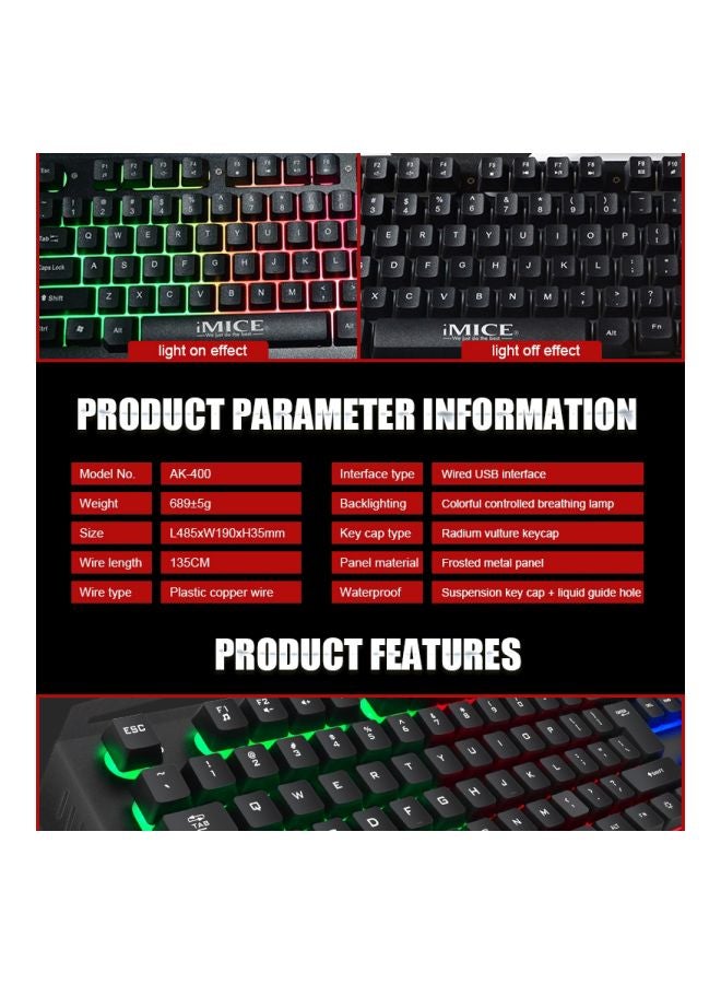 iMice - AK-400 Wired Backlit Gaming Keyboard - Image 1