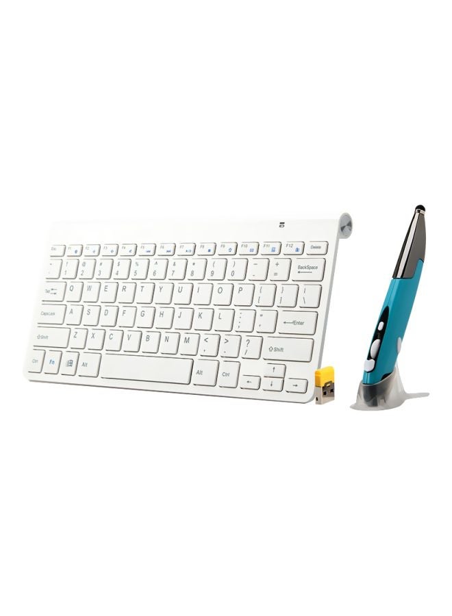 Generic Bluetooth Pen Mouse And Keyboard Set With USB Receiver White  - Image 1