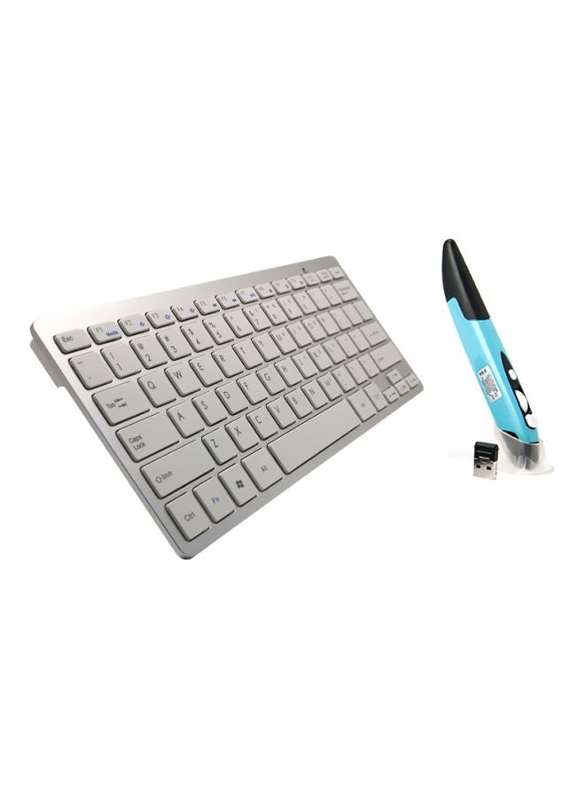 Generic Bluetooth Pen Mouse And Keyboard Set With USB Receiver White  - Image 1