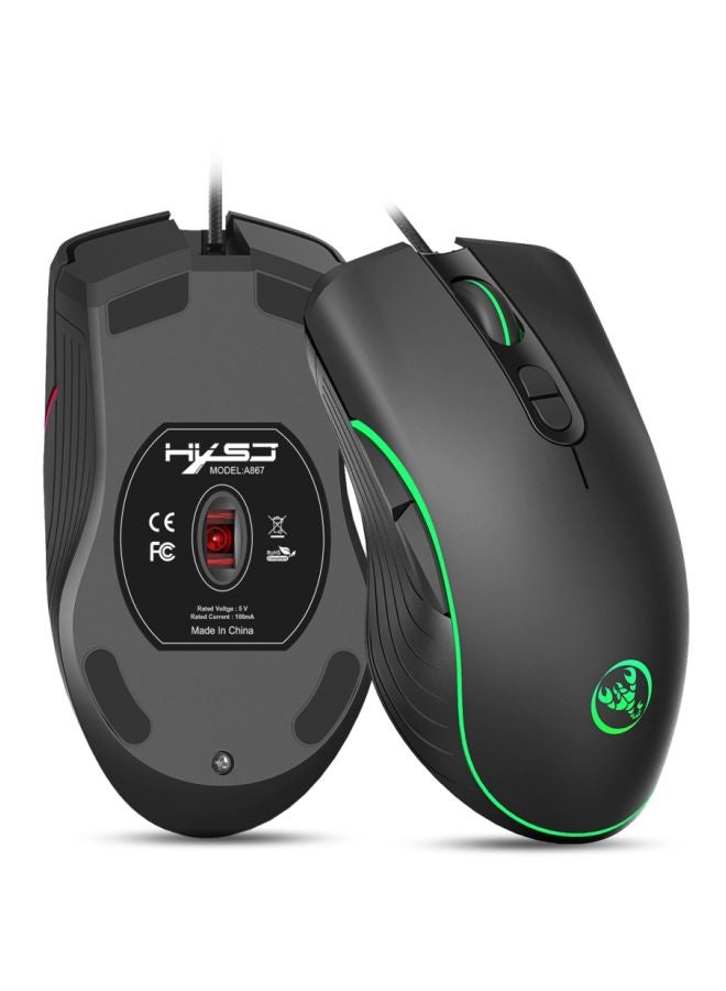 HXSJ - A867 Wired Optical Gaming Mouse Black - Image 1