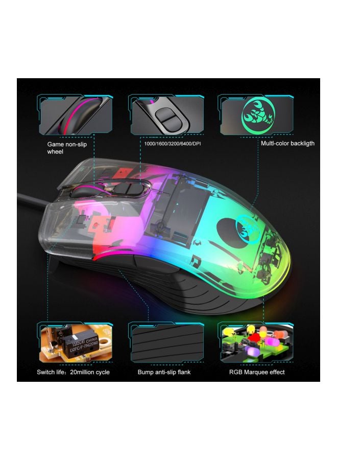 HXSJ - A867 Wired Optical Gaming Mouse Black - Image 1
