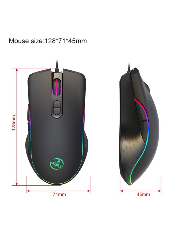 HXSJ - A867 Wired Optical Gaming Mouse Black - Image 1