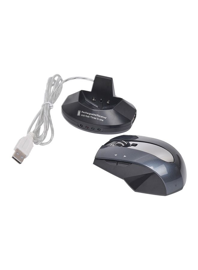 ماوس ضوئي لاسلكي MZ-011 مع موزع منافذ أسود - Image 1