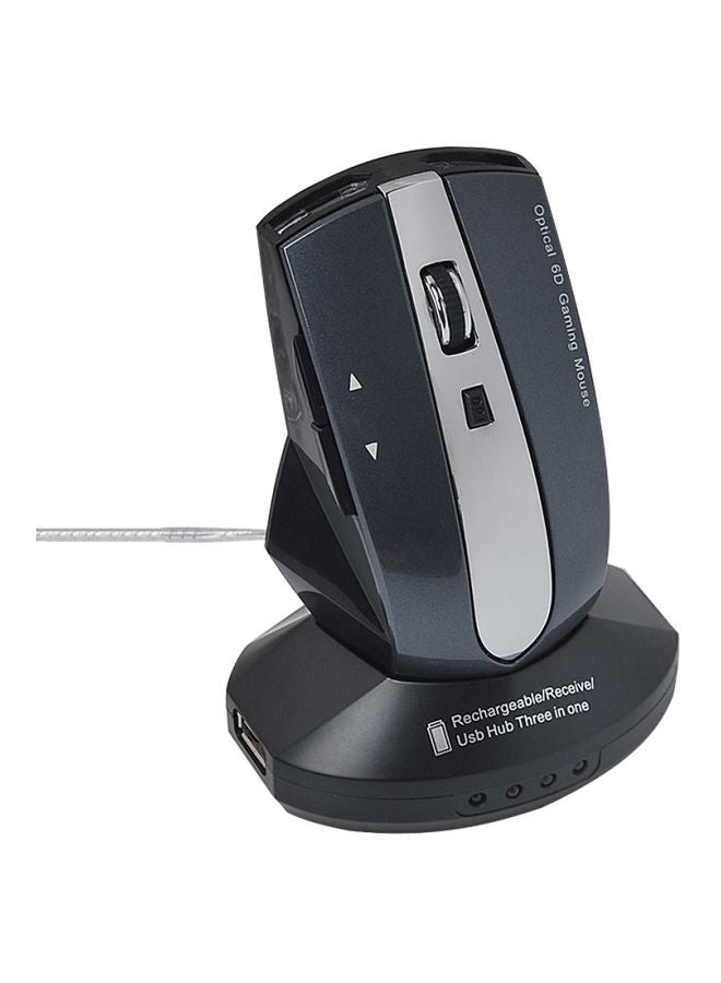 ماوس ضوئي لاسلكي MZ-011 مع موزع منافذ أسود - Image 2