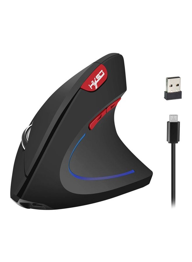 HXSJ - T22 Wireless 4-Keys Vertical Mouse Black/Red - Image 1