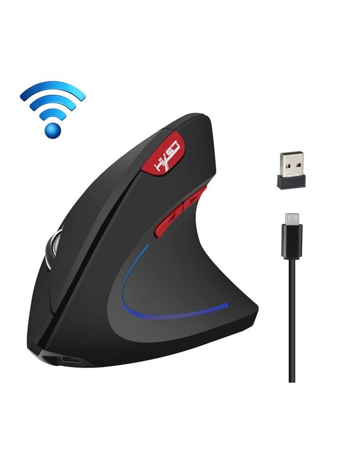 HXSJ - T22 Wireless 4-Keys Vertical Mouse Black/Red - Image 1