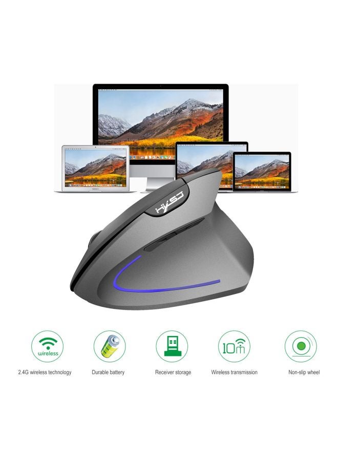HXSJ - T22 Wireless 4-Keys Vertical Mouse Black/Red - Image 1