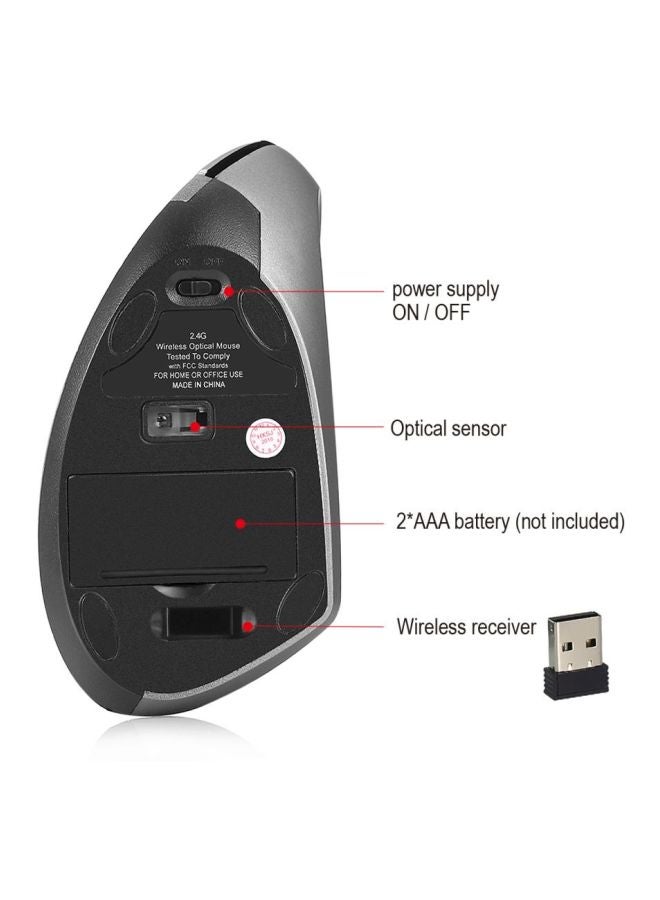 HXSJ - T24 Wireless Vertical Mouse With USB Receiver Grey - Image 1