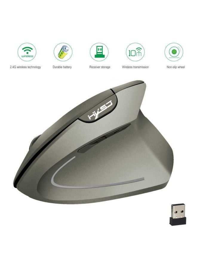 HXSJ - T24 Wireless Vertical Mouse With USB Receiver Grey - Image 1