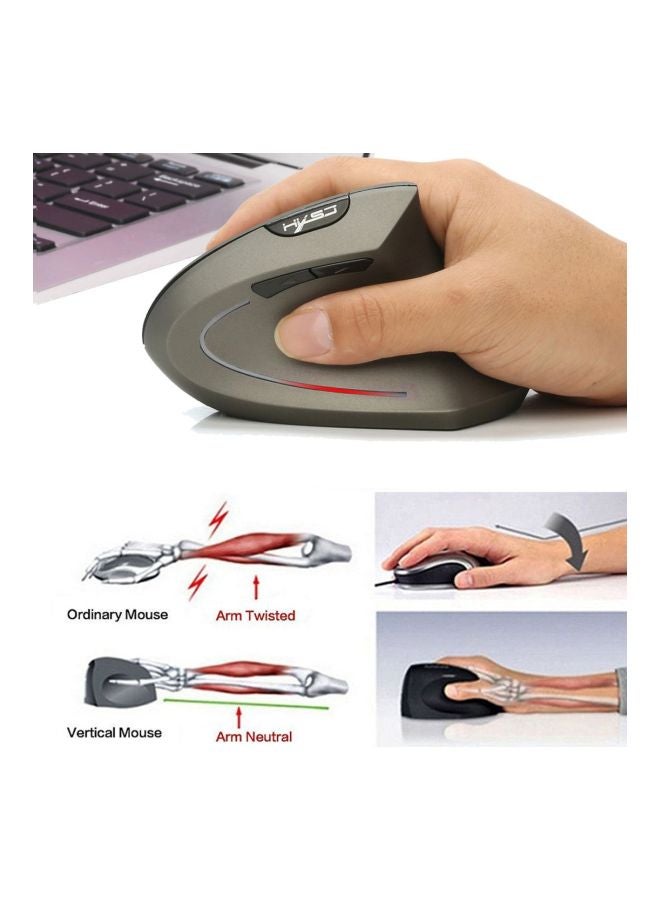HXSJ - T24 Wireless Vertical Mouse With USB Receiver Grey - Image 1
