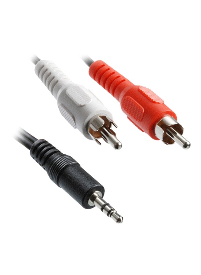 كابل صوت من منفذ 3.5 مم ستيريو إلى كابل RCA ذكر أسود/أحمر/أبيض